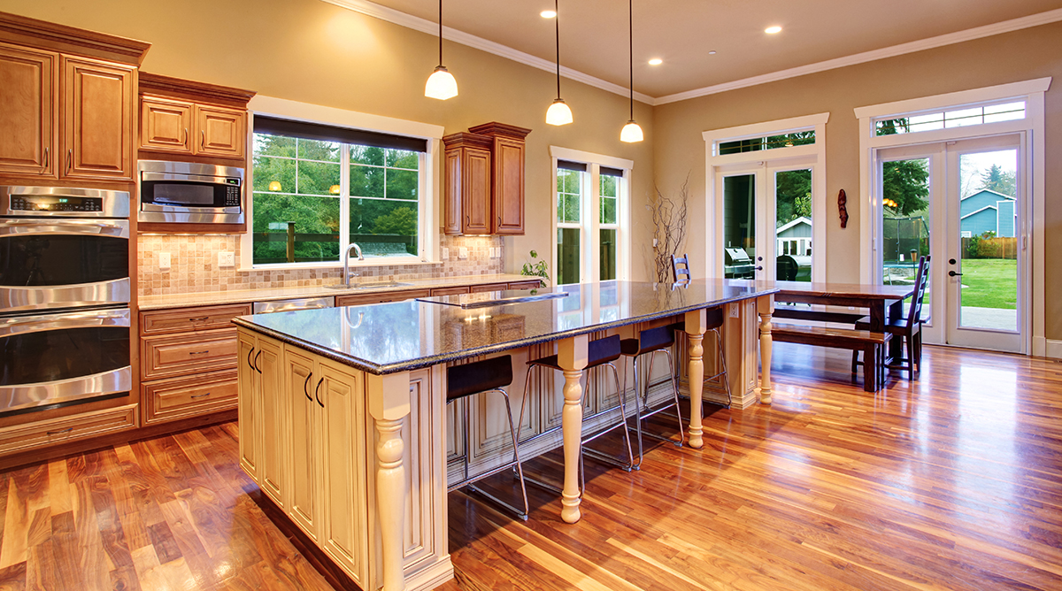 Newly renovated, modern kitchen seen during a home inspection